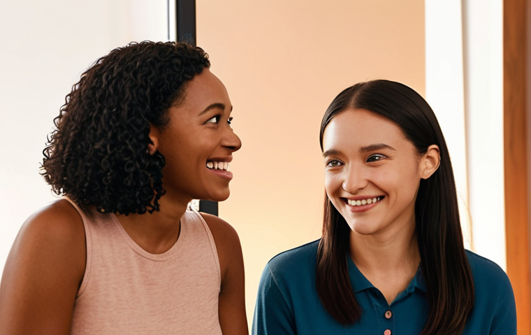 **
A warm, inviting scene of a diverse group of people connecting emotionally with a brand representative. The brand rep is speaking genuinely and openly, with a slight smile. Include visual elements that suggest trust, authenticity, and empathy. Focus on conveying a sense of heartfelt connection and shared values, emphasizing how the brand's story touches people's lives. Soft, warm lighting with a focus on facial expressions. Perhaps the background includes subtle imagery related to the brand's mission.
**